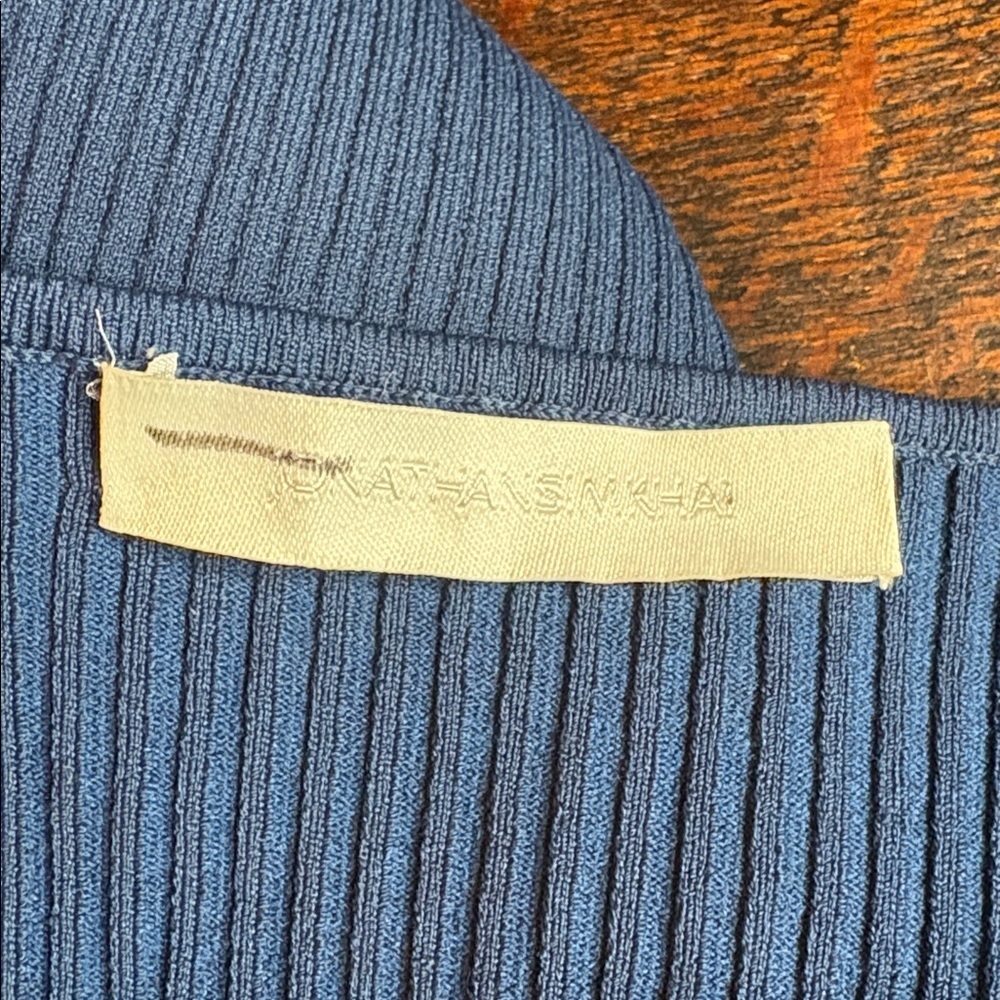 Jonathan Simkhai- Elegant Blue Long Sleeve Ribbed Knit Dress. Size S - Picture 3 of 6